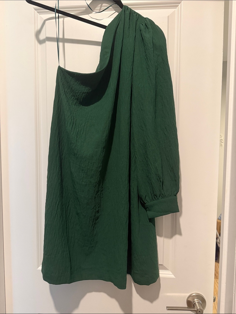 Asymmetric One-Shoulder Dark Green Dress